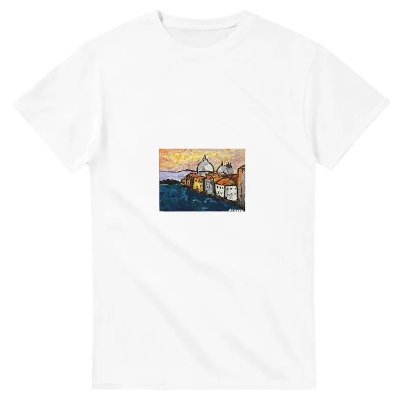 Abstract Venice Sunset T-Shirt - Vibrant Cityscape Art Tee