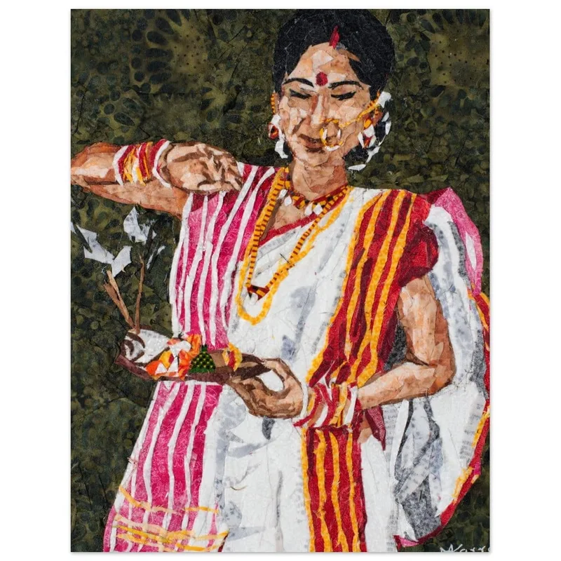 Vibrant Indian Dancer Fine Art Poster - Giclée Print for Art Lovers & Designers