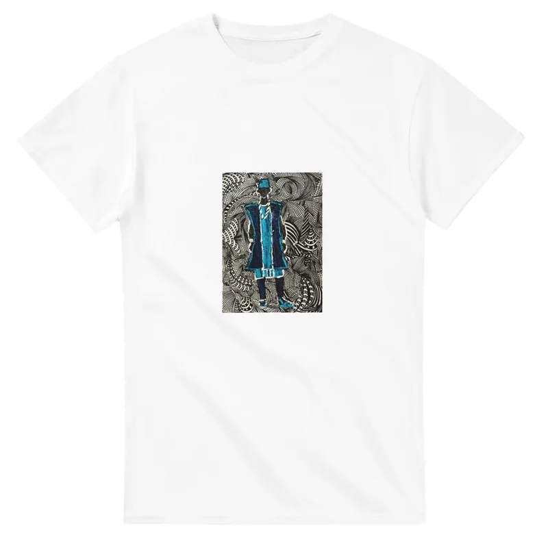 Vibrant Blue & Black Art Cotton T-Shirt