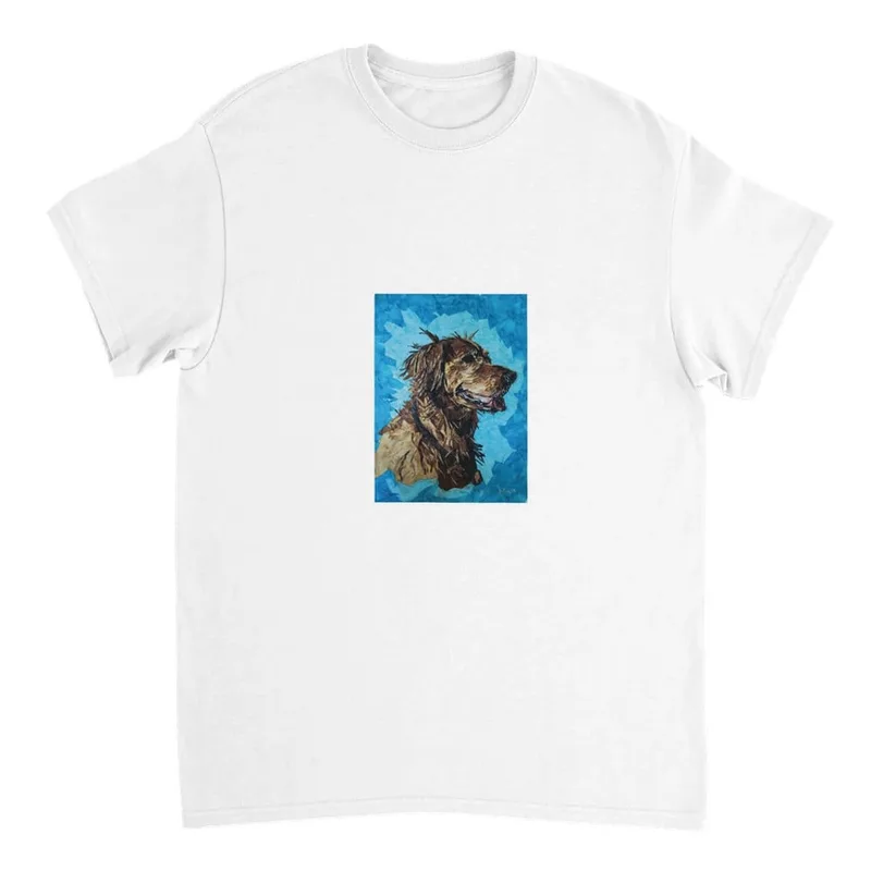 Golden Retriever Collage T-Shirt: "Loyal Companion" in Vibrant Blues & Warm Hues