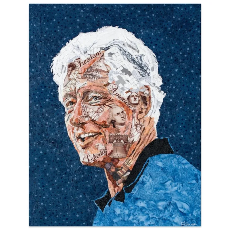 Collage Portrait Bill Clinton: Presidential Legacy Fine Art Poster
