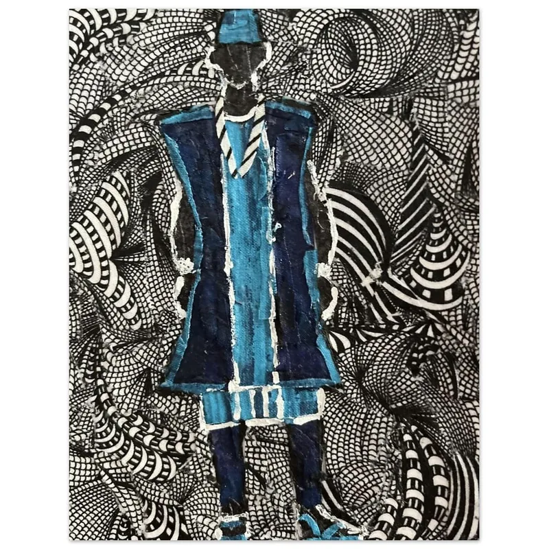 Abstract Figure in Blue: Monochromatic Pattern Fine Art Poster