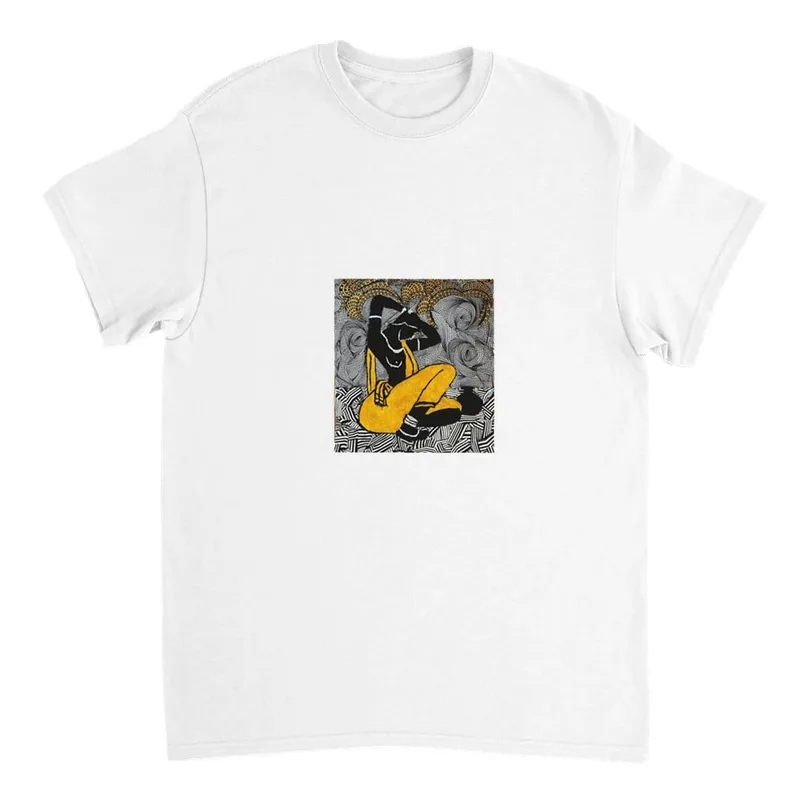Abstract Art Tee – Vibrant Gold & Black Statement T-Shirt