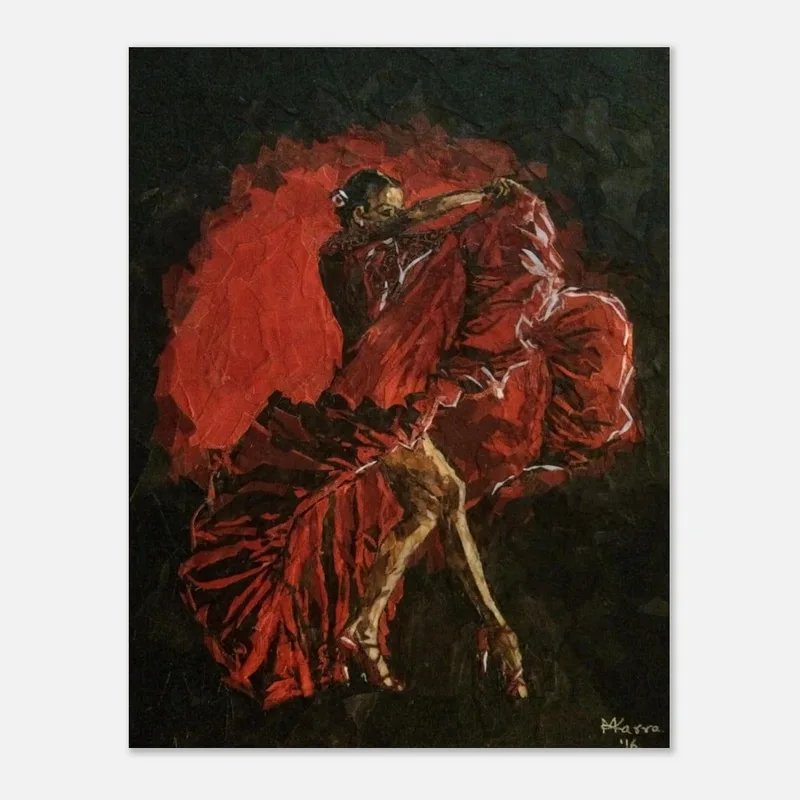Flamenco Fire Dance Fine Art Poster – Vibrant Expression in Your Choice of Size