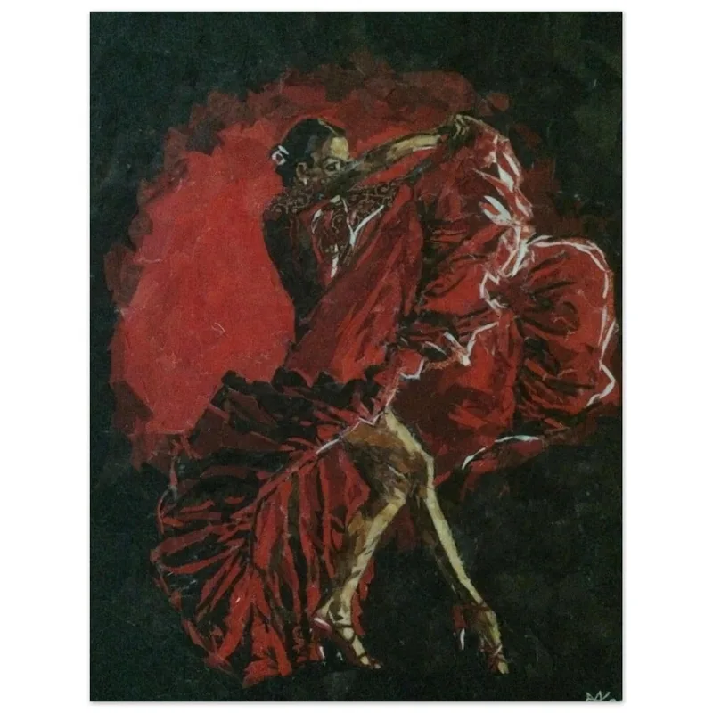 Flamenco Fire Dance Fine Art Poster – Vibrant Giclée Print in Multiple Sizes