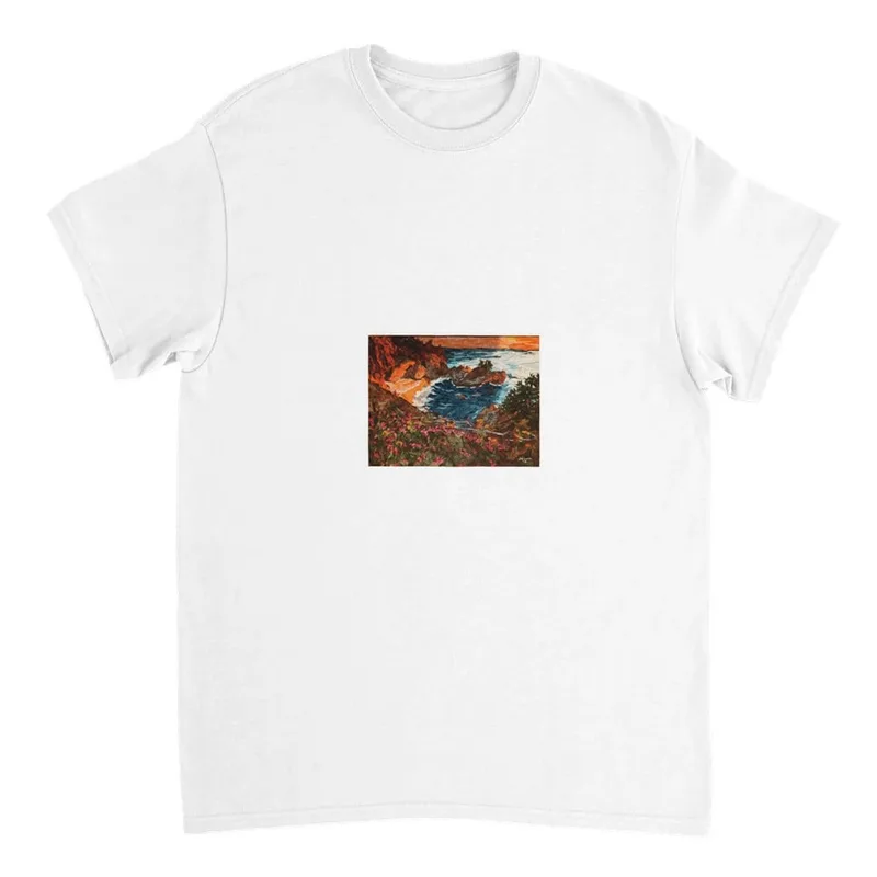 Coastal Sunset T-Shirt: Vibrant Collage Art Tee in Sizes S-5XL
