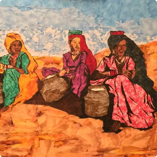 Three women in the desert