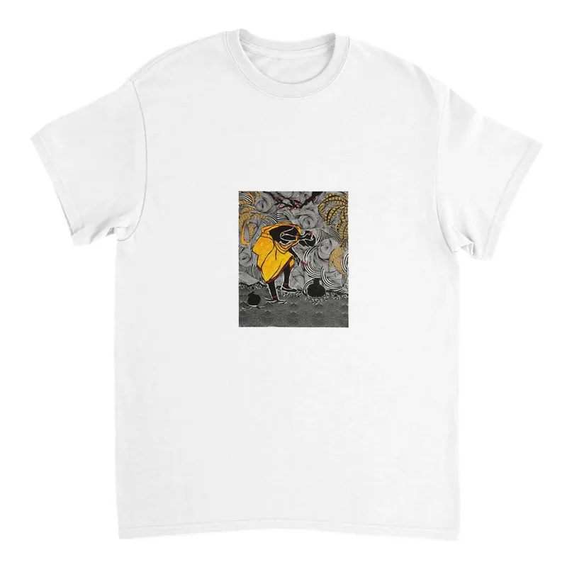 Art Print T-Shirt – Vibrant Yellow & Black Textured Design