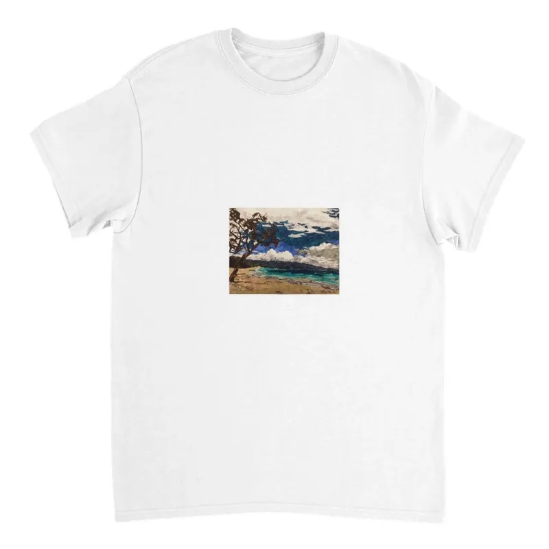 Coastal Serenity T-Shirt: Beach Landscape Art in Your Size