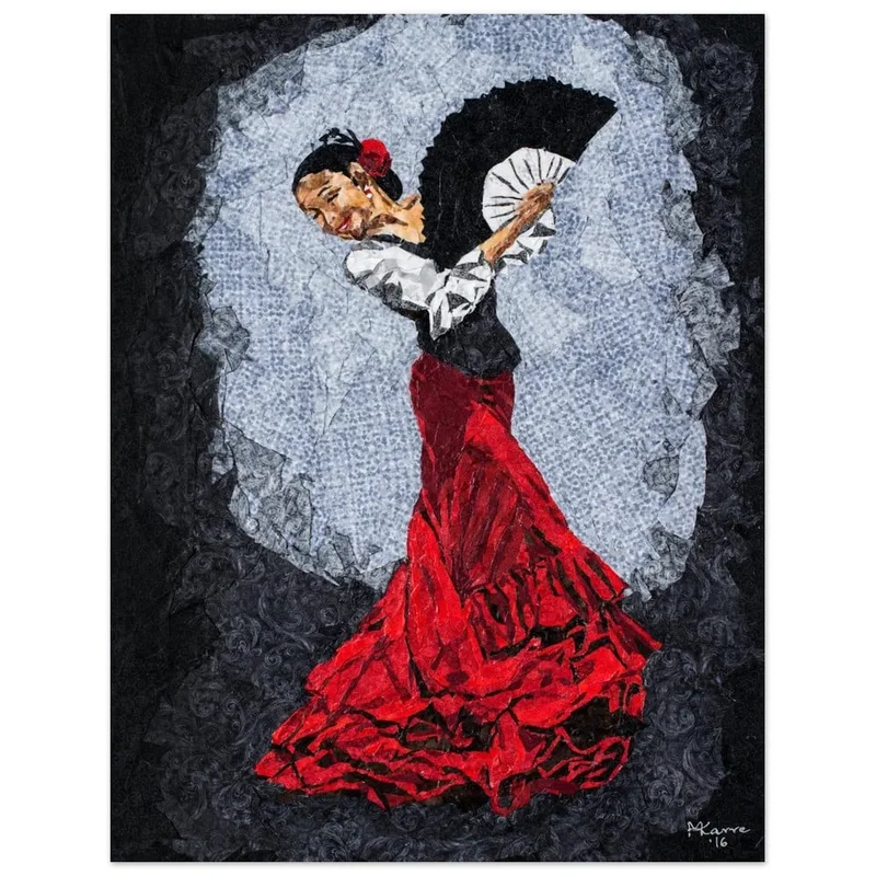 Flamenco Fire: Dynamic Dancer Fine Art Poster in Vivid Hues