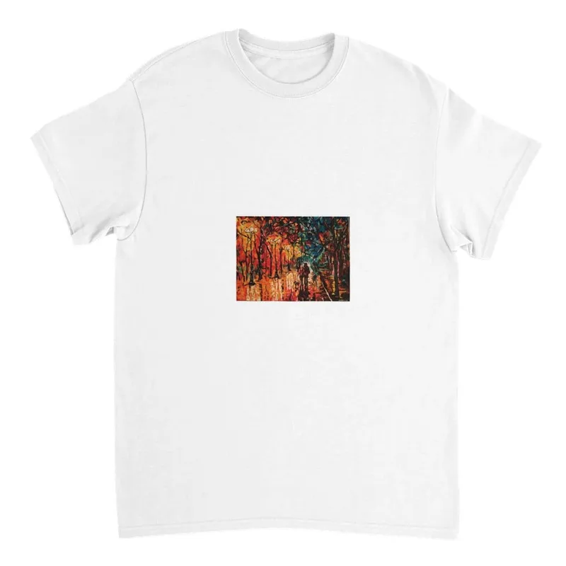 Abstract Evening Stroll T-Shirt: Vibrant Cityscape Art for the Modern Explorer