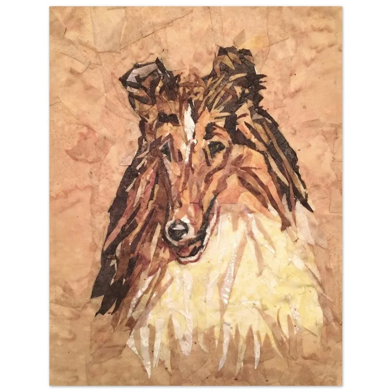 Rustic Collie Art Print - Warm Tones & Textural Fine Art Poster for Dog Lovers