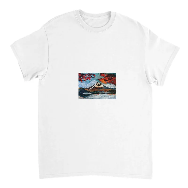 Abstract Mountain Collage Heavyweight T-Shirt – Vibrant Autumn Landscape
